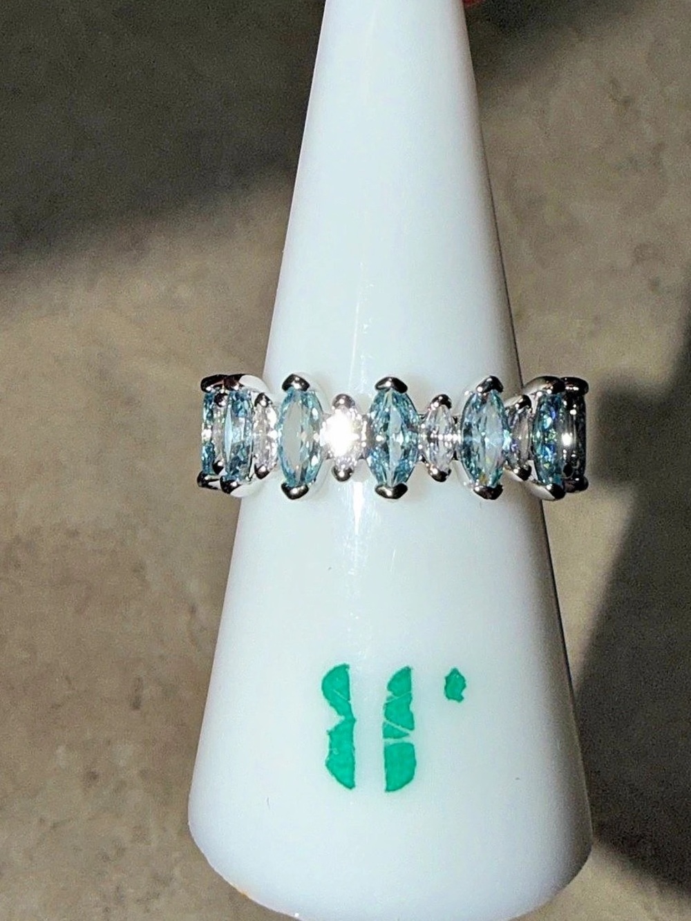 Bomb Party Ring Size 8-Perfection Found Aquamarine on Rhodium RG27358